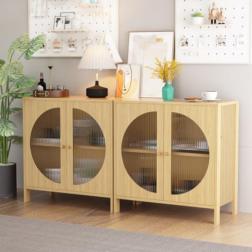 DKLGG Bohemian Kitchen Buffet Cabinet - Oak Sideboard for Functional and Stylish Storage