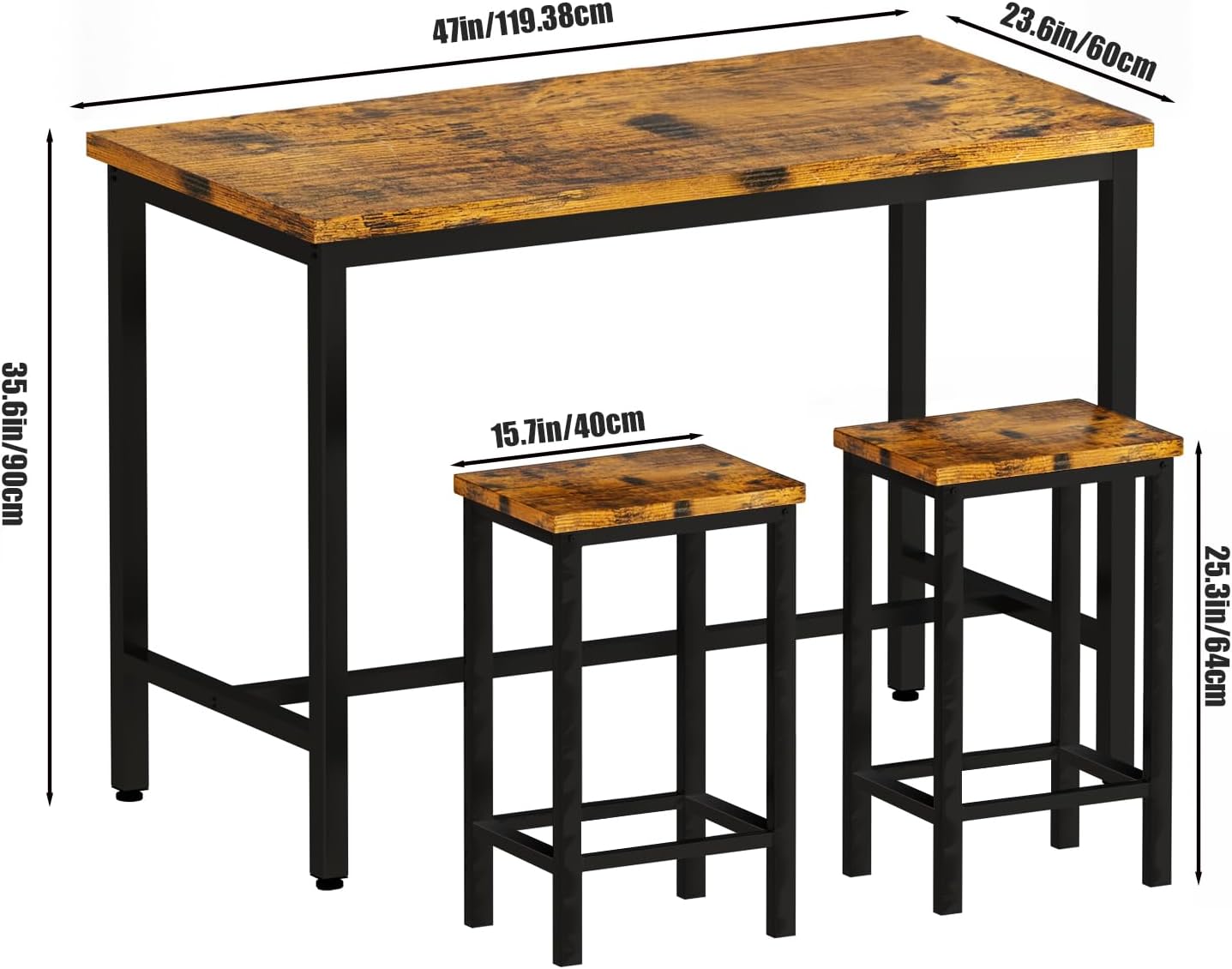 DKLGG Square Dining Table Set - Spacious Design for Family Gatherings