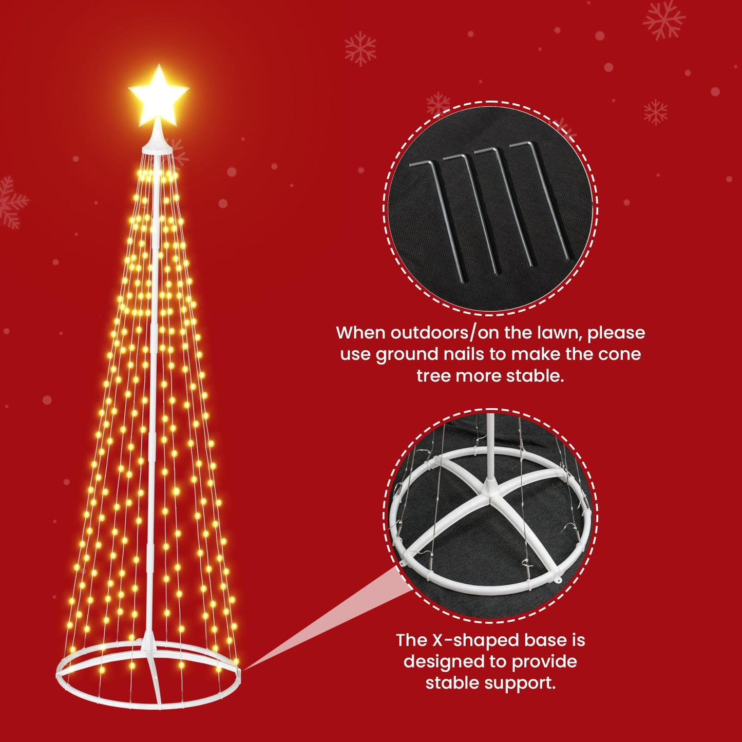 DKLGG 3-Piece Holiday Tree Set with Warm Lights - Easy Assembly and Stable Design for Christmas