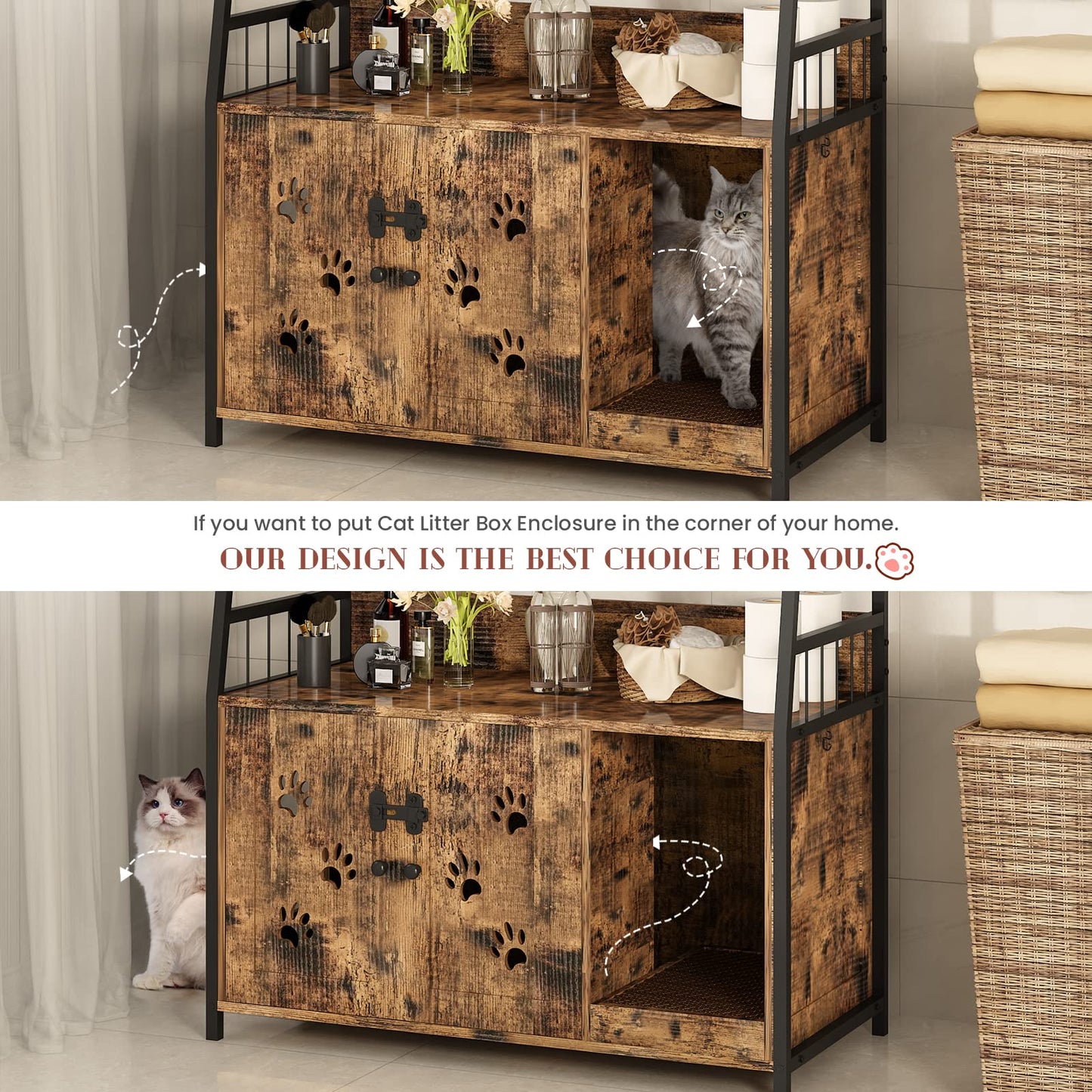 DKLGG Large Cat House with Scratching Board - Sturdy Wooden Indoor Solution for Cat Lovers