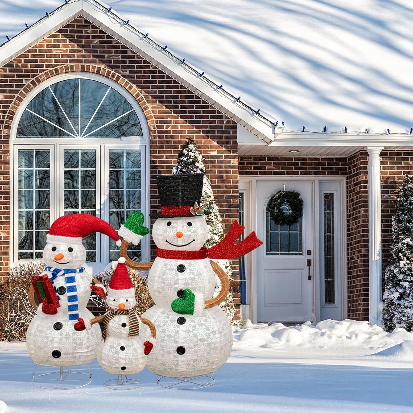 ๐ DKLGG Lighted Snowman Set | 3-Piece 2FT 3FT 4FT w/210 Lights | Christmas Decor