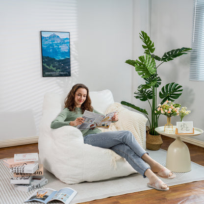 DKLGG White Jumbo Bean Bag Chair - Perfect for Adults with Soft Padding