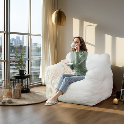 DKLGG White Jumbo Bean Bag Chair - Perfect for Adults with Soft Padding