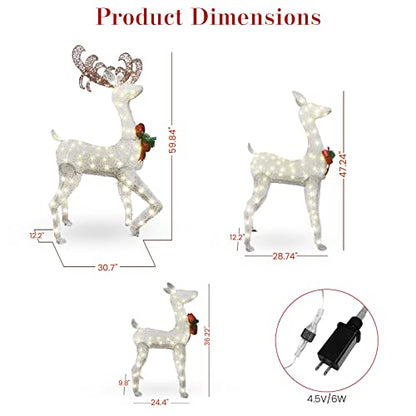 DKLGG 3-Piece LED Christmas Reindeer Set - 230 Lights for Festive Indoor/Outdoor Decor