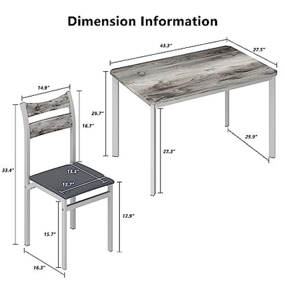 DKLGG 5-Piece Kitchen Dining Set - Elegant Gray Wood for Modern Family Meals