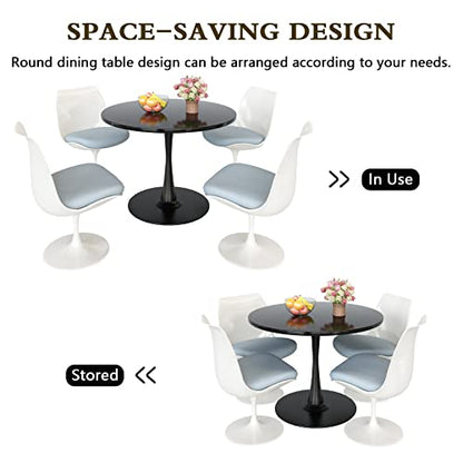 DKLGG Modern Round Dining Table - Stunning White Marble Design for Your Dining Room