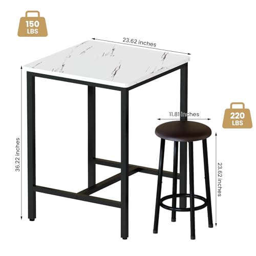 DKLGG 4-Piece Faux Marble Dining Set - Ideal for 3-6 People with Convenient Folding Table Leaf