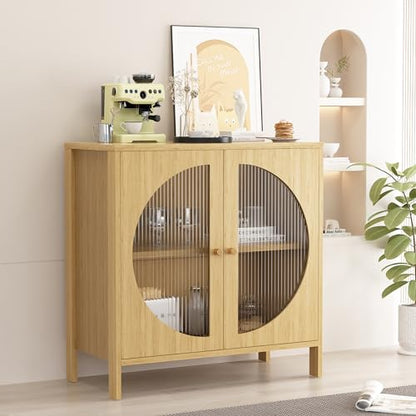 DKLGG Bohemian Kitchen Buffet Cabinet - Oak Sideboard for Functional and Stylish Storage