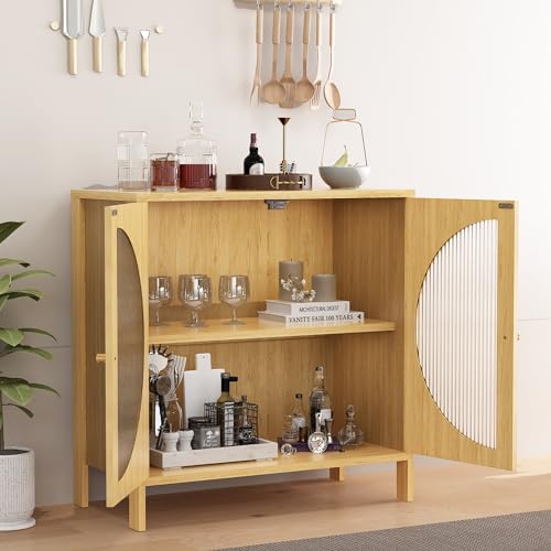 DKLGG Bohemian Kitchen Buffet Cabinet - Oak Sideboard for Functional and Stylish Storage