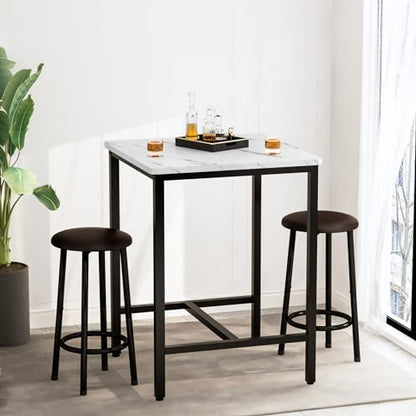 DKLGG 4-Piece Faux Marble Dining Set - Ideal for 3-6 People with Convenient Folding Table Leaf