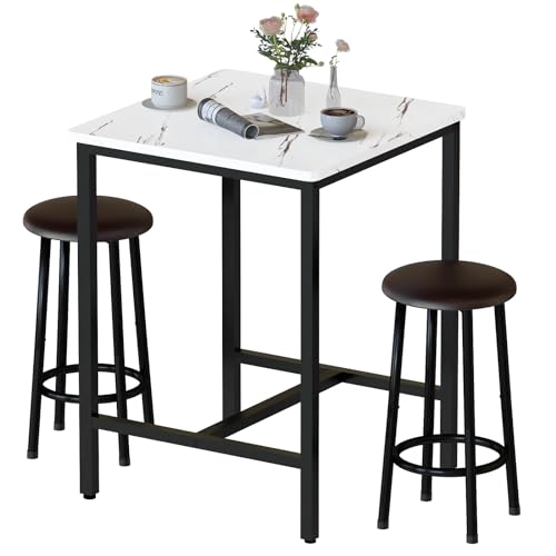 DKLGG 4-Piece Faux Marble Dining Set - Ideal for 3-6 People with Convenient Folding Table Leaf