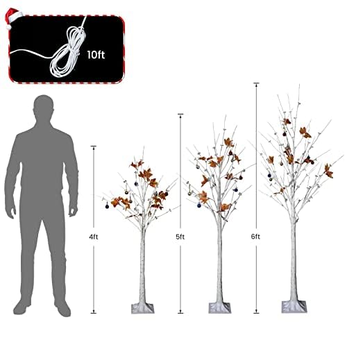 DKLGG 3-Piece LED Lighted Birch Tree Set - 4ft, 5ft, 6ft Christmas Decoration