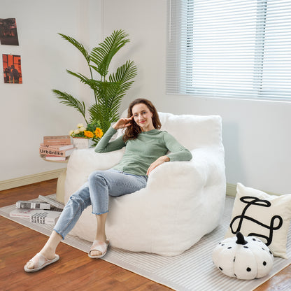 DKLGG White Jumbo Bean Bag Chair - Perfect for Adults with Soft Padding