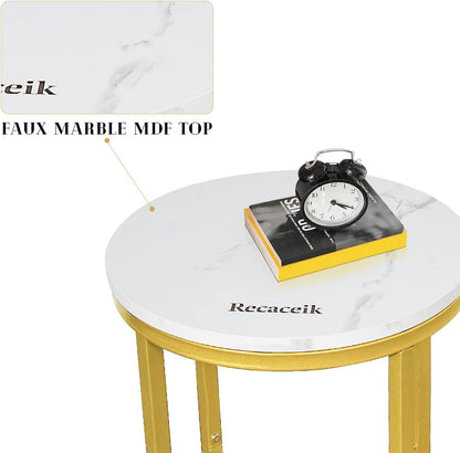 DKLGG 16-Inch Round Faux Marble Table - Multifunctional Accent Table & Nightstand for Chic Spaces