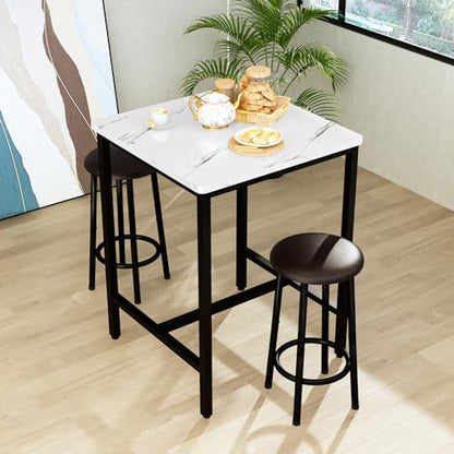 DKLGG 4-Piece Faux Marble Dining Set - Ideal for 3-6 People with Convenient Folding Table Leaf