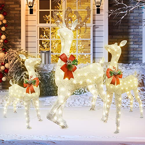 DKLGG 3-Piece LED Christmas Reindeer Set - 230 Lights for Festive Indoor/Outdoor Decor