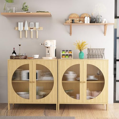 DKLGG Bohemian Kitchen Buffet Cabinet - Oak Sideboard for Functional and Stylish Storage