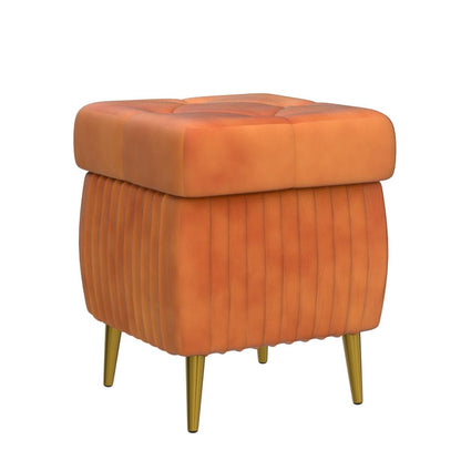 DKLGG Stylish Large Storage Ottoman - 47.24” Velvet Design in Gold and Pink for Your Home