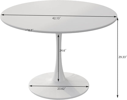 DKLGG 42" Round Dining Table - Minimalist White Tulip Design for a Chic Dining Area