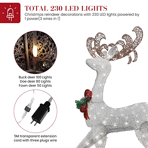 DKLGG 3-Piece LED Christmas Reindeer Set - 230 Lights for Festive Indoor/Outdoor Decor