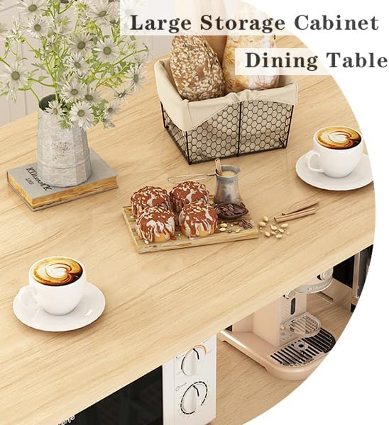 DKLGG 2-Person Beige Wooden Table Set - Functional Dining Solution with Seating & Storage