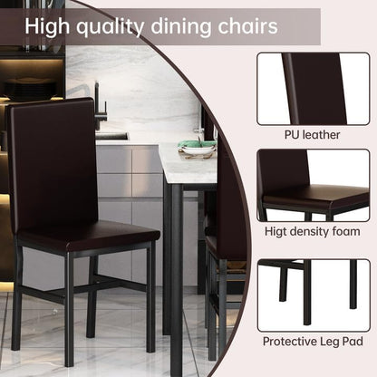 DKLGG Elegant 7-Piece Faux Marble Dining Set - Space-Saving Solution for Living Rooms and Apartments