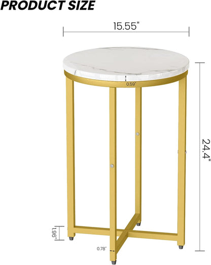 DKLGG 16-Inch Round Faux Marble Table - Multifunctional Accent Table & Nightstand for Chic Spaces