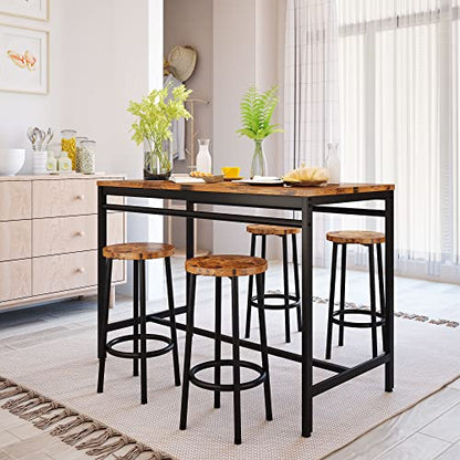 DKLGG Industrial Kitchen Dining Table and Chairs Set of 5 - Perfect for Modern Dining