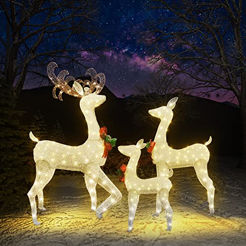 DKLGG 3-Piece LED Christmas Reindeer Set - 230 Lights for Festive Indoor/Outdoor Decor