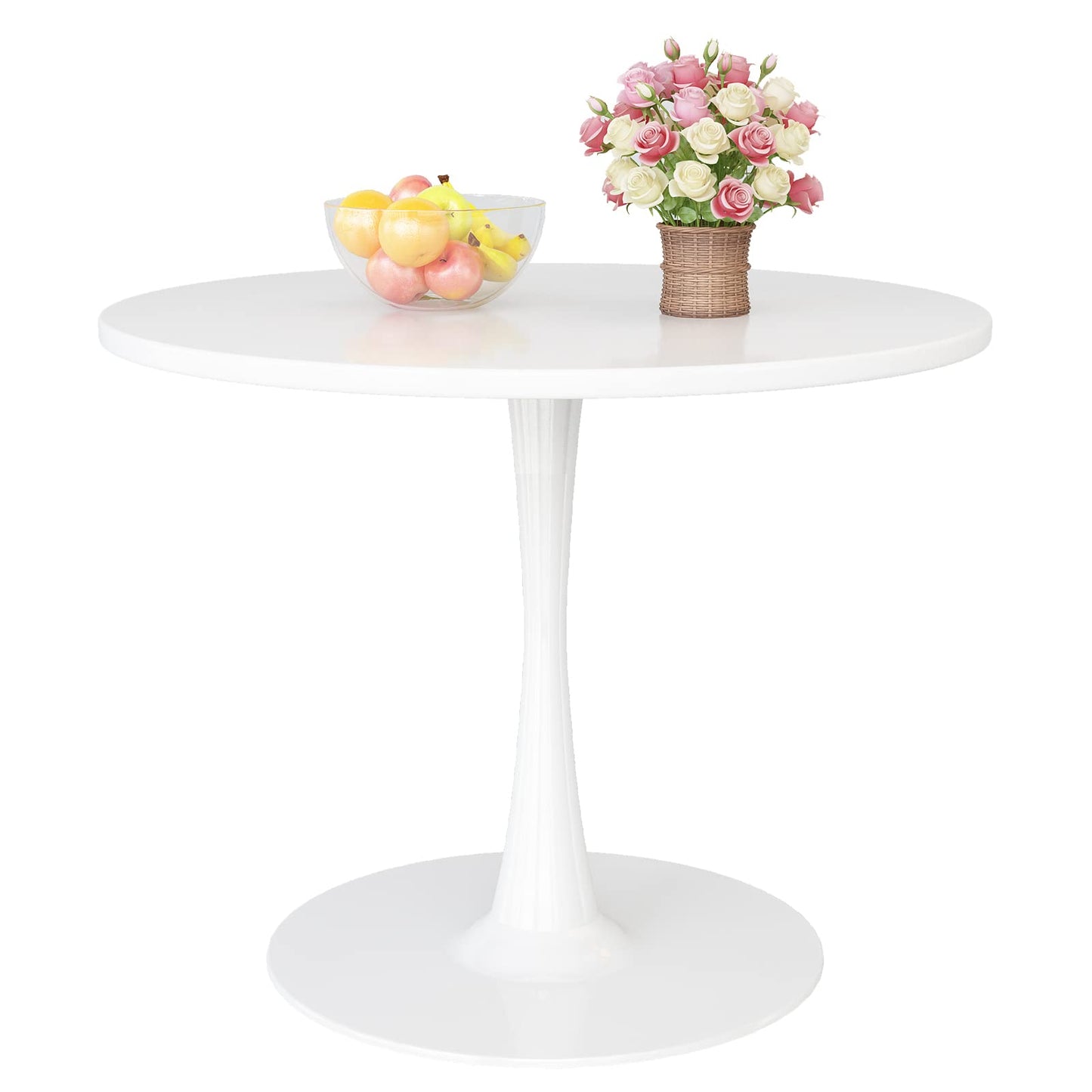 DKLGG Modern Round Dining Table - Stunning White Marble Design for Your Dining Room