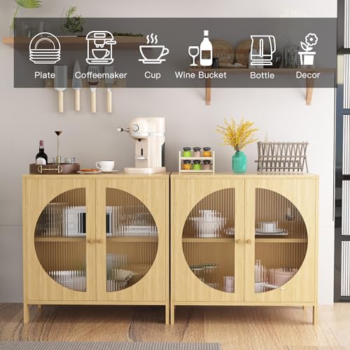 DKLGG Bohemian Kitchen Buffet Cabinet - Oak Sideboard for Functional and Stylish Storage