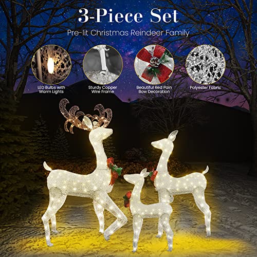 DKLGG 3-Piece LED Christmas Reindeer Set - 230 Lights for Festive Indoor/Outdoor Decor