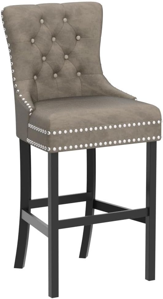 DKLGG Light Gray Velvet Barstool Set - 2 Comfortable Chairs for Chic Interiors