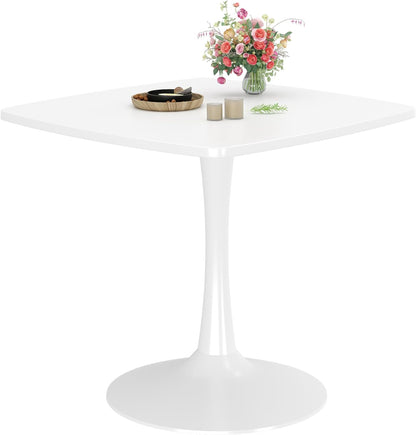 DKLGG 32-Inch White Mid-Century Modern Tulip Dining Table - Round Kitchen Table with Sturdy Base