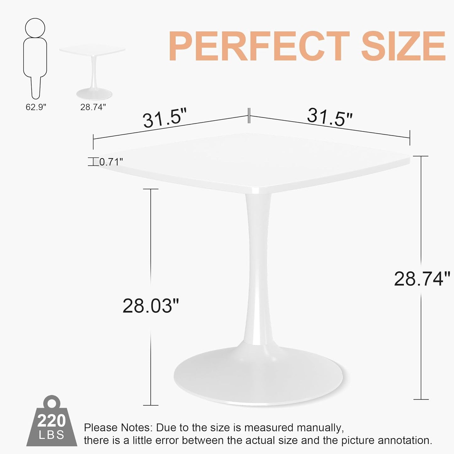 DKLGG 32-Inch White Mid-Century Modern Tulip Dining Table - Round Kitchen Table with Sturdy Base