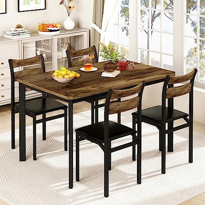 DKLGG 5-Piece Kitchen Dining Set - Elegant Gray Wood for Modern Family Meals