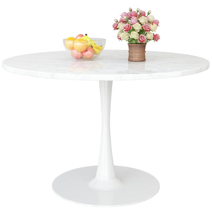 DKLGG Modern Round Dining Table - Stunning White Marble Design for Your Dining Room