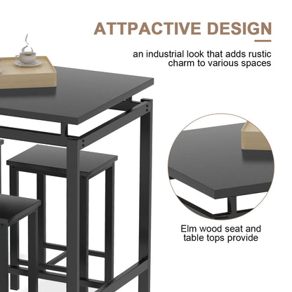 DKLGG 5-Piece Beige High Bar Dining Set - Perfect for Entertaining with Countertop Table and 4 Chairs