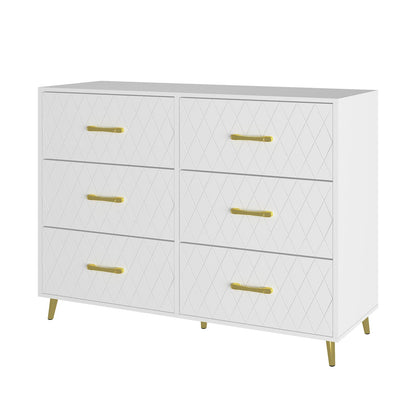 DKLGG 6 Drawer Dresser, White Dresser for Bedroom - Modern Minimalist Design