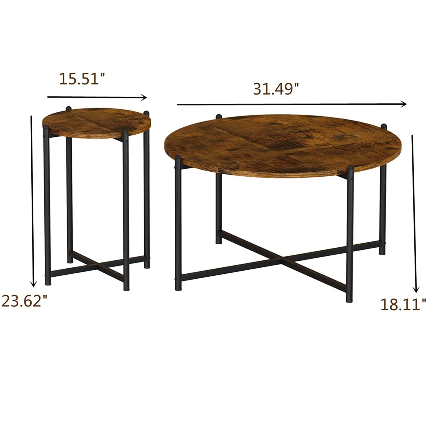 DKLGG Elegant Rustic Brown Vintage Coffee Tables – Perfect for Any Living Room