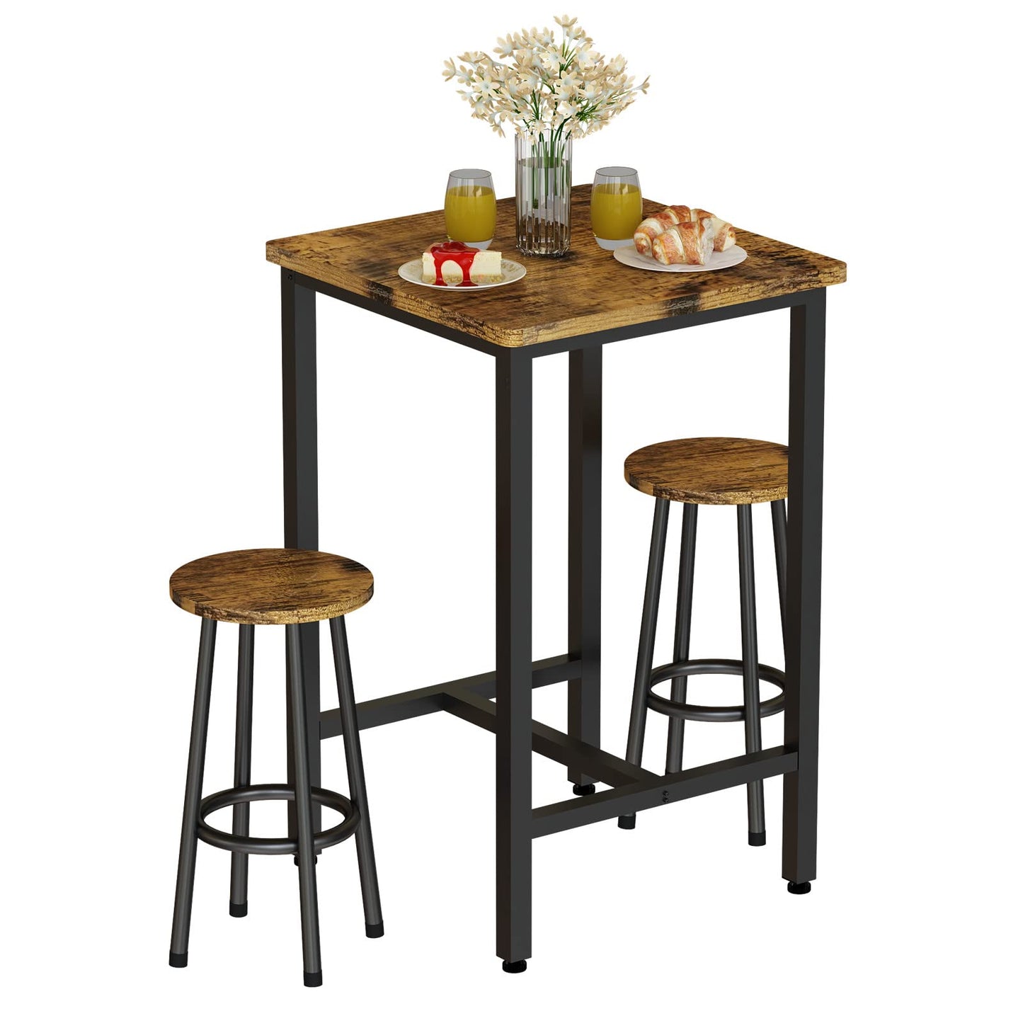 DKLGG 3-Piece Pub Dining Set - Stylish Bar Table with Versatile Chairs for Any Space