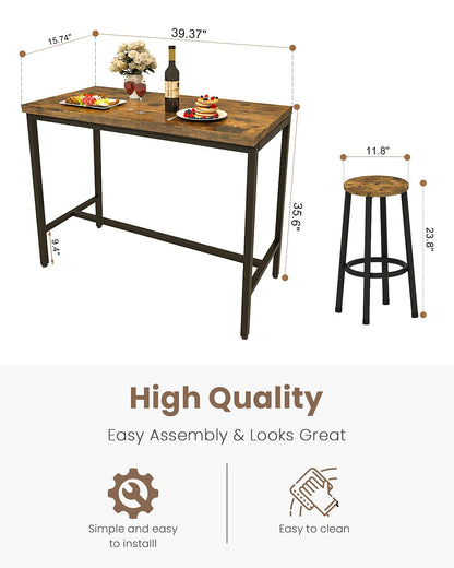 DKLGG 3-Piece Pub Dining Set - Stylish Bar Table with Versatile Chairs for Any Space