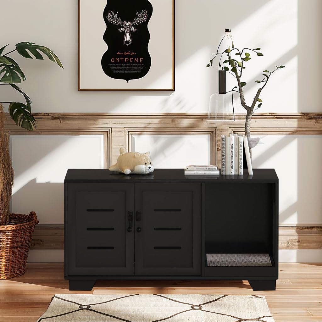 DKLGG Black Cat House - Comfortable, Spacious, and Durable with Security Door