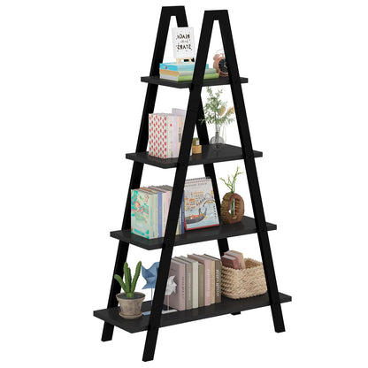 DKLGG 4-Shelf Bookcase, A-Shelf, Industrial Ladder Shelf, Open Storage Cabinet for Home Office