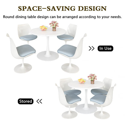 DKLGG Modern Round Dining Table - Stunning White Marble Design for Your Dining Room