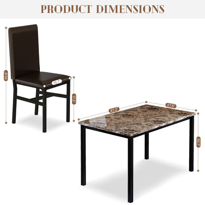 DKLGG Dining Table Set for 4 - Elegant Marble Table with Comfortable PU Leather Seating