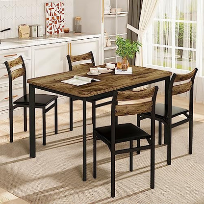 DKLGG 5-Piece Kitchen Dining Set - Elegant Gray Wood for Modern Family Meals