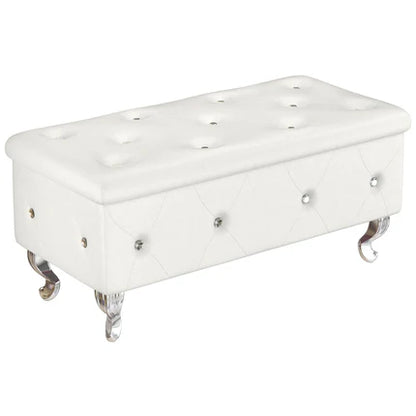 DKLGG Elegant Velvet Ottoman with Storage – Tufted Button Design