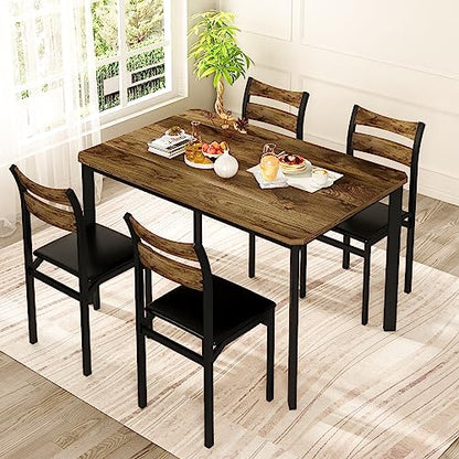 DKLGG 5-Piece Kitchen Dining Set - Elegant Gray Wood for Modern Family Meals