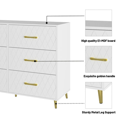 DKLGG 6 Drawer Dresser, White Dresser for Bedroom - Modern Minimalist Design